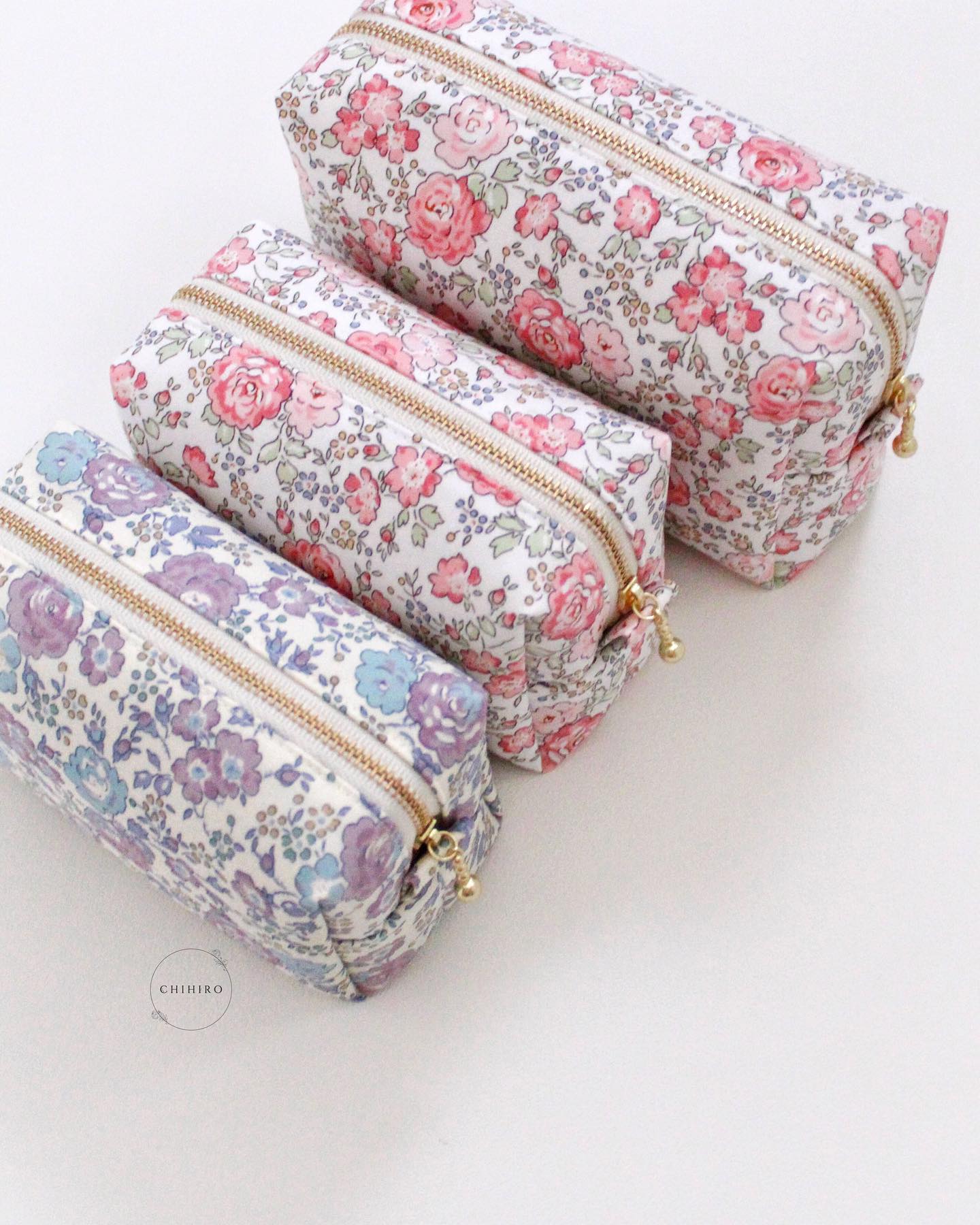 DIY, box pouch, cosmetic pouch, PDF pattern download, Liberty fabrics