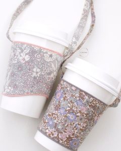 DIY, Coffee sleeve with strap, PDF pattern download, tutorial, Liberty fabrics